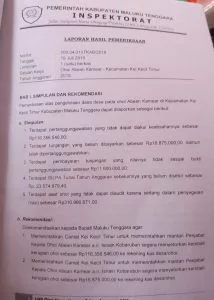 Ini kesimpulan dan rekomendasi inspektorat kabupaten malra atas pengelolaan dana desa abean kamear tahun anggaran 2018