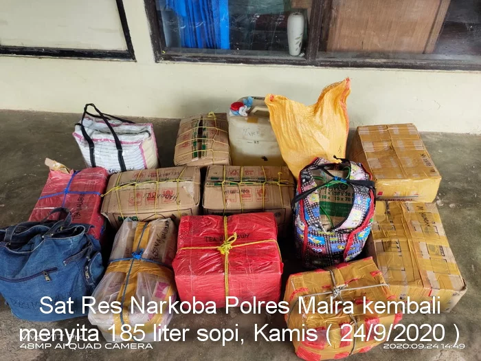 Polres malra sita 185 liter sopi dari kei besar