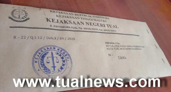 Undangan kejaksaan negeri tual kepada ketua ukpbj