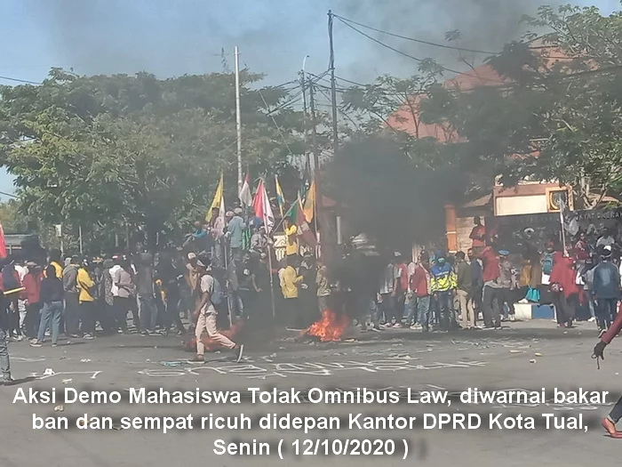 Aksi demo mahasiswa di kota tual ricuh