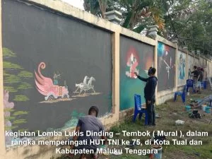 Kegiatan lomba lukis dinding peringati hut tni ke 75 di kota tual