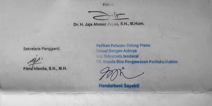 Surat putusan ketua ky