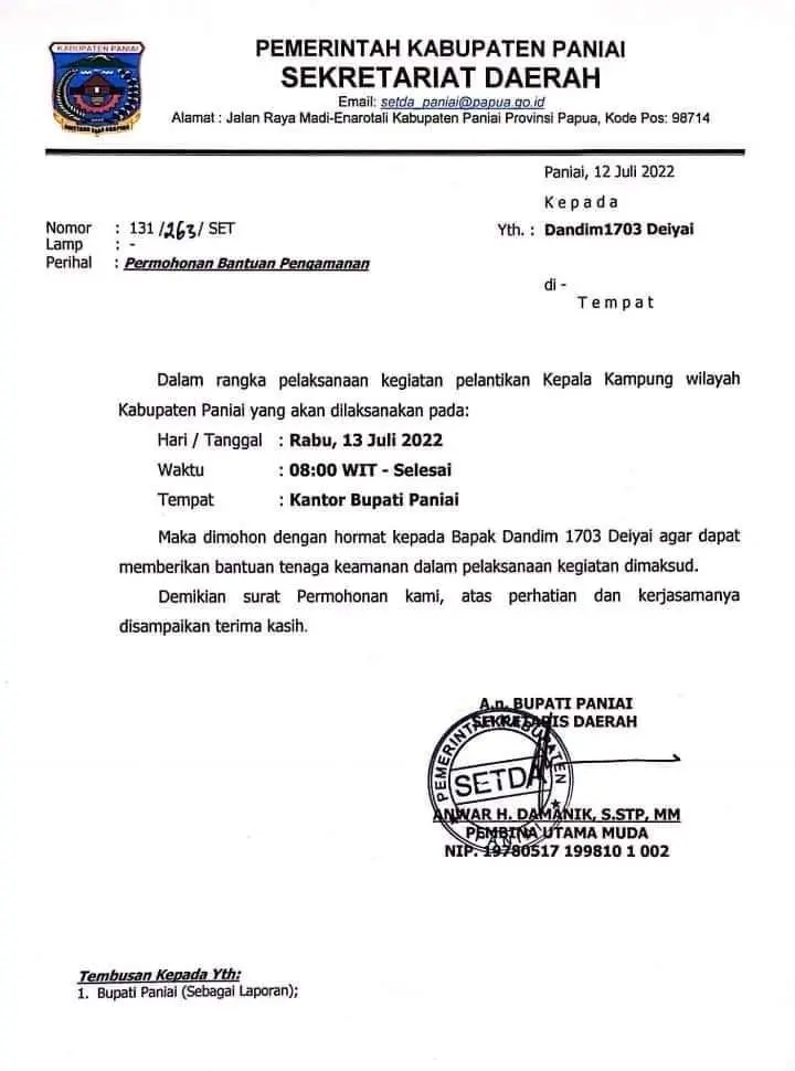 Surat mohon bantuan pengamanan