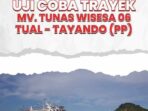 Ini kapal cepat bantuan pt sis tual untuk membantu akses transportasi masyarakat di pulau tayando yang melaksanakan uji coba pelayaran perdana, minggu 6 agustus 2023